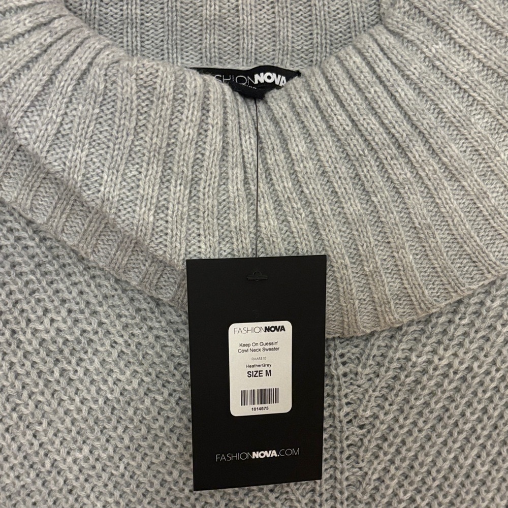 Fashion Nova Light Gray Knit Pullover